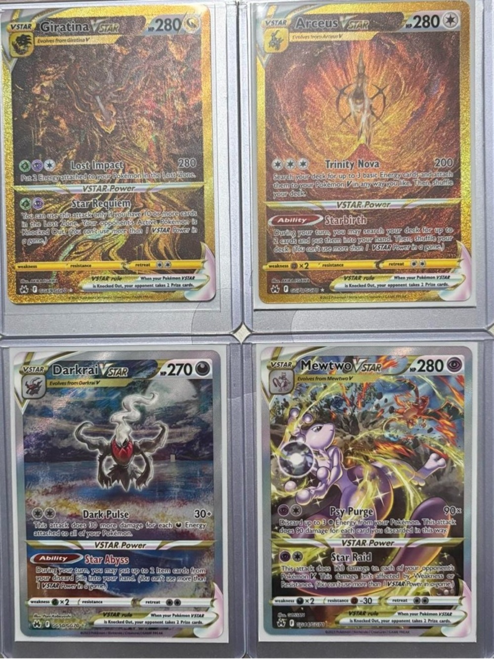 Mewtwo VSTAR, Darkrai VSTAR, Arceus VSTAR, Giratina VSTAR pokemon cards